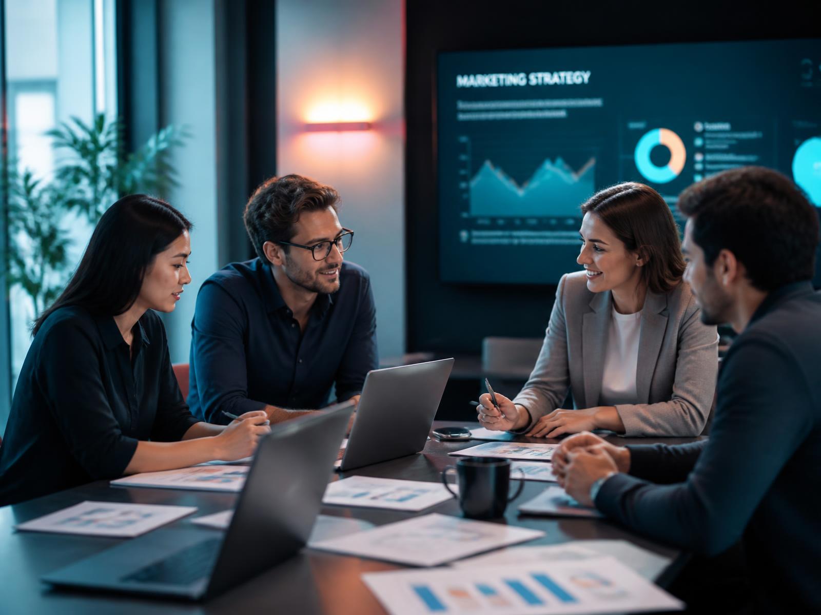 Equipo de Implementa trabajando en la estrategia de marketing de un cliente